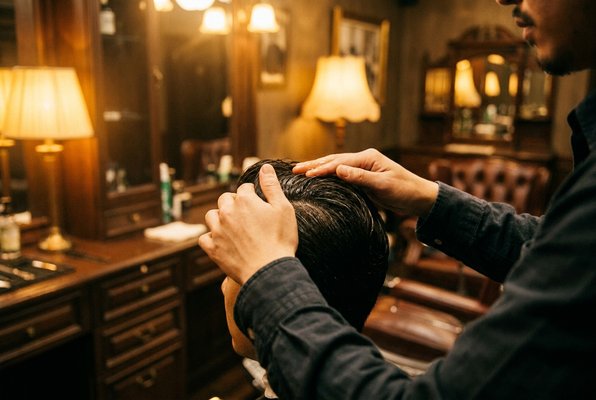 Pomade styling finish being applied