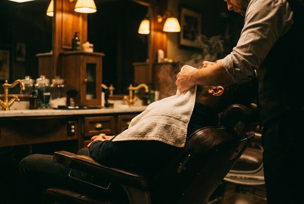 Hot-towel straight-razor shave ritual